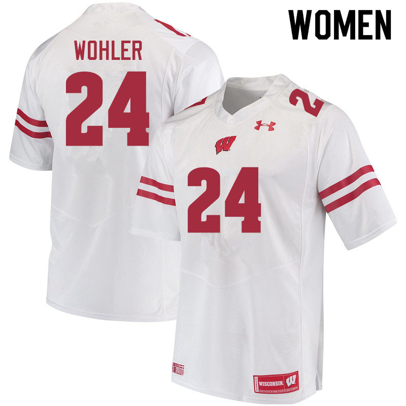 Wisconsin Badgers Women's #24 Hunter Wohler NCAA Under Armour Authentic White College Stitched Football Jersey MK40I83FE